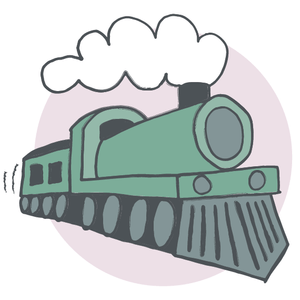Illustration of a green steam train